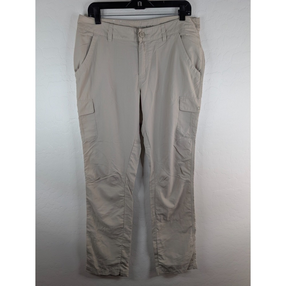 Columbia Pants Women's 12 Beige 34x30 Omni-Shield Cargo Pockets Hiking Outdoor